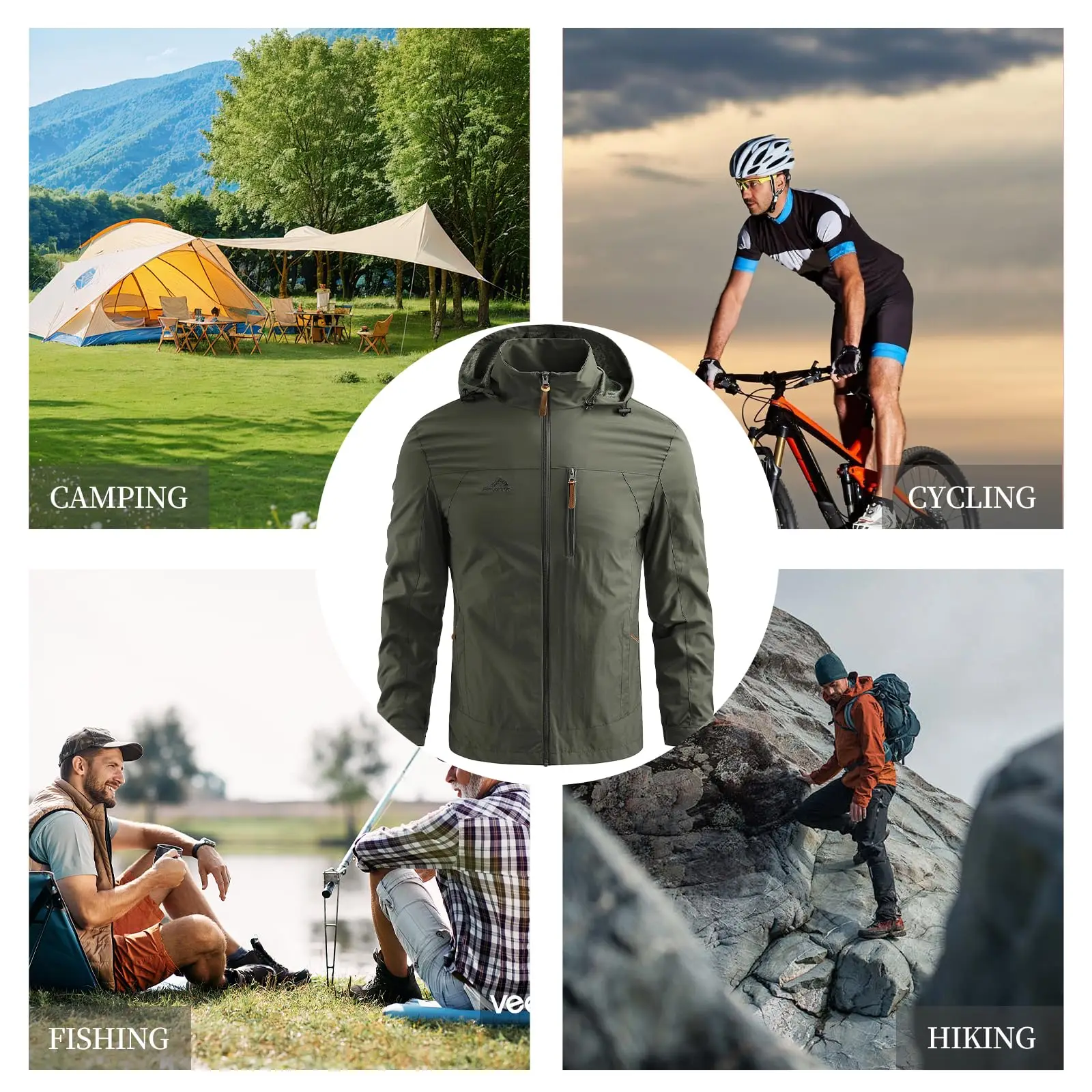 Custom Outdoor Waterproof Jacket Design Personalized Logo Text Windbreaker Raincoat Shell Send Your Own Pictures Photo Men Girl