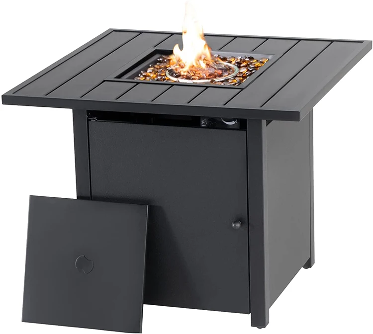 Outdoor Patio Fireplace Heater Garden BBQ Grill Firepit Table Gas Firepit Metal Square Fire Pit Table
