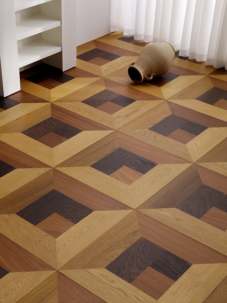 Multi layer solid wood mosaic flooring Chicken wing wood environmentally friendly and natural home decoration