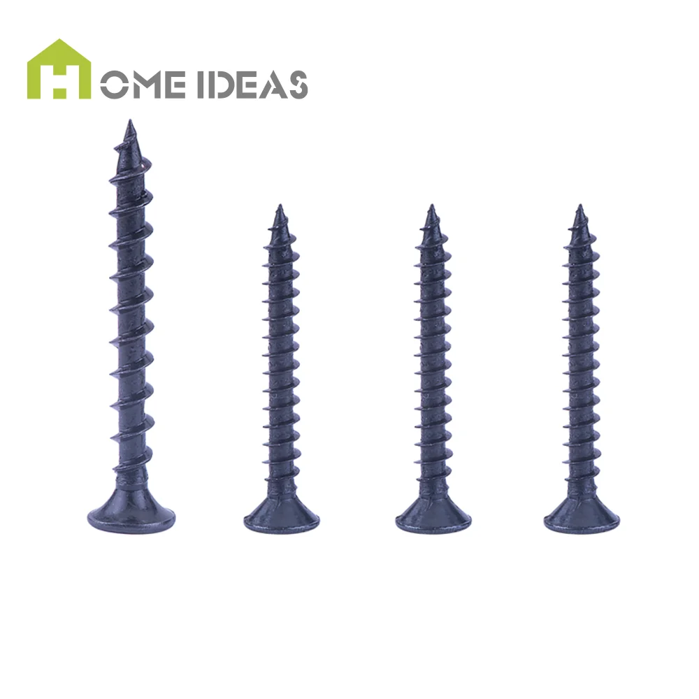 Factory Customized 20mm 40mm Carbon Steel Flat Head Self Tapping Screws Drywall Gypsum Screw Black