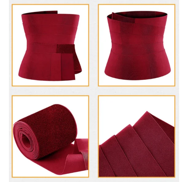 OEM & ODM leather logo workout waistband body sculpting waist trimmer yoga long bondage band elastic wrap waist trainer belt