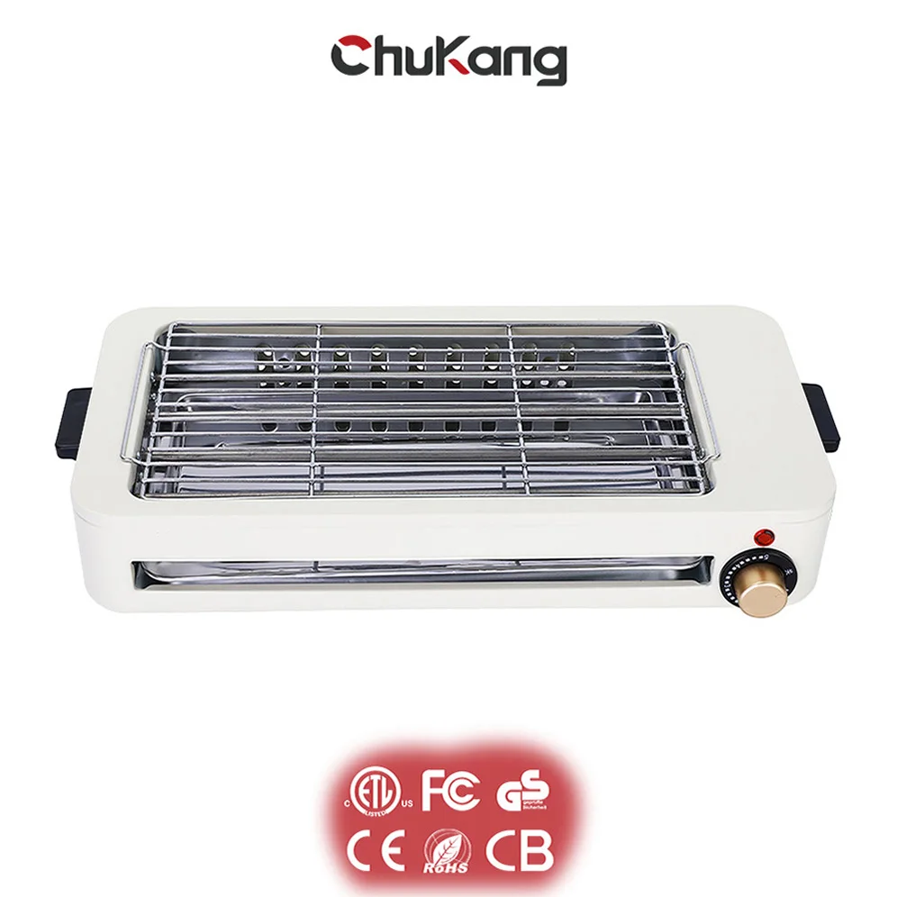 Chukang smokeless indoor desktop electric grill with griddle features thermostat height design
