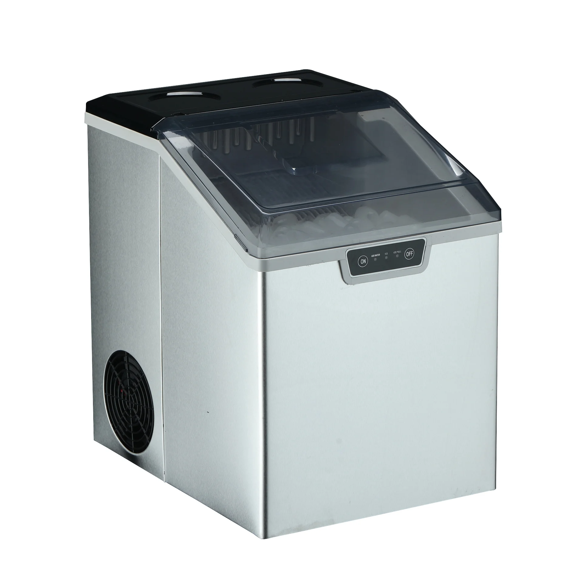 Big Water Tank 18kgs Tabletop ice making machine 14pcs ice per batch Stainless steel 2.4kgs storage Home Use Ice Maker