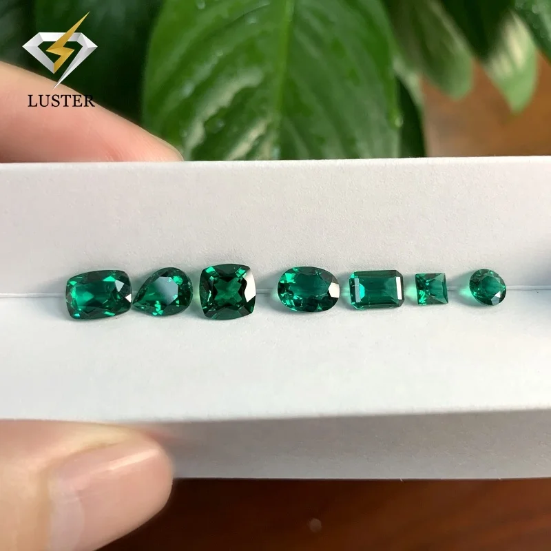 Luster gemstone supplier lab created green loose stone Zambian hydrothermal emerald
