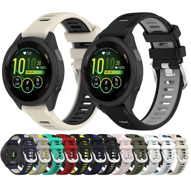 Two-tone band Dual Color 18mm 20MM 22mm Silicone Strap Silicon Wristband Smart Watch Band For Garmin Forerunner 265 265s