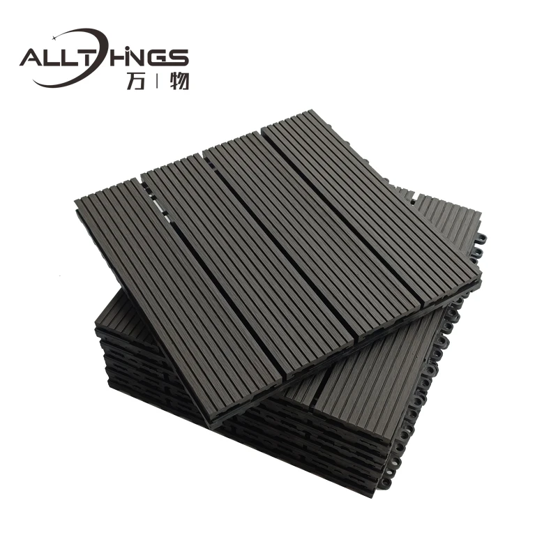 Waterproof DIY Wood Composite Floor Interlocking Plastic Outdoor Decking Tiles luxury vinyl