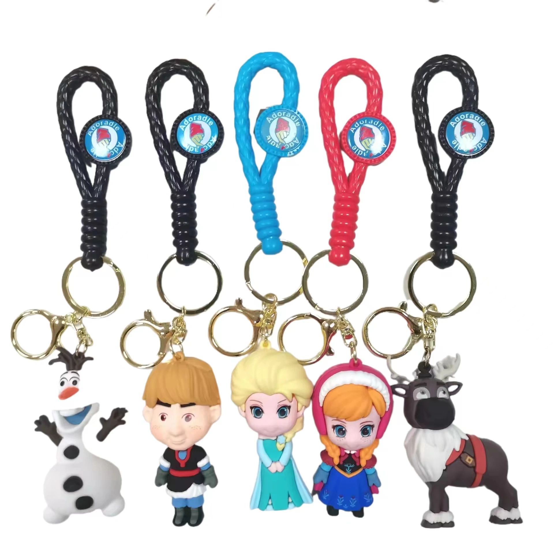 Hot Selling 3D PVC Rubber Creative Cute Key Chain Elsa Animated Car Keyring Bag Accessories  Cartoon  Keychain