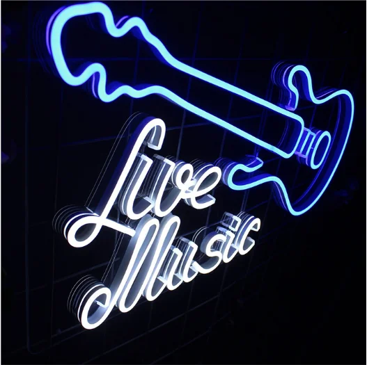 New Arrivals Led Custom Guitar Style Like Music Words Neon Letter Signage Light Neon Lights Sign For Home Wall Hanging