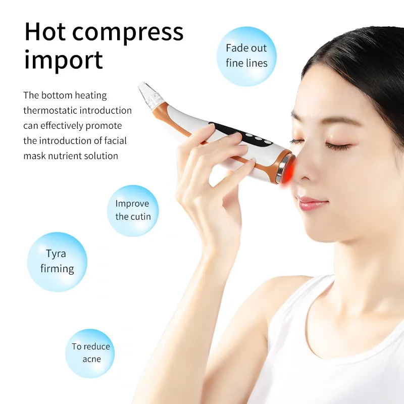 
Portable Rechargeable Face Pores Cleaner Vacuum Powered Blackhead Remover Heates Deep Cleanser Blackhead Cleaner 
