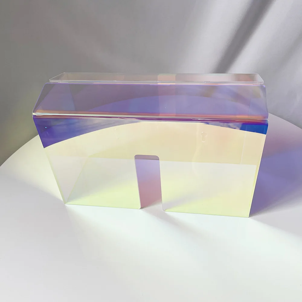 Custom Colorful Square Acrylic Tissue Case Paper Box For Restaurant Luncheon Napkin Holder Iridescence Acrylic Tissue Box