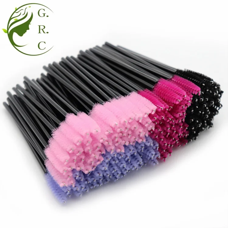 YCJM  Several Color Head Plastic handle Lash Eyelash Extension Mascara Cosmetic Tool Angled Disposable Mascara Makeup Brush Wand