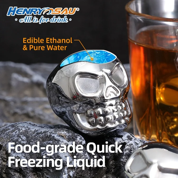 Metal Ice Cubes Refreezable Chilling 3D Skull Head Whiskey Reusable Ss 314 306 Cooling Stone for drinks