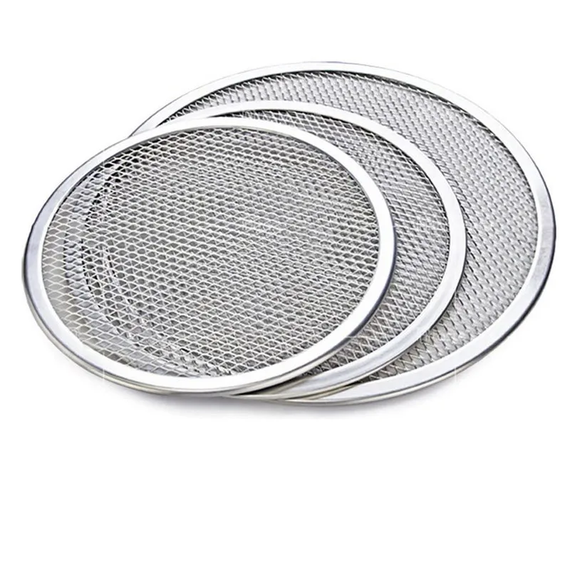 Restaurant  Heat Resistance 8 10 12 14 16 inch aluminum pizza pan baking tray aluminum pizza screen pizza tray