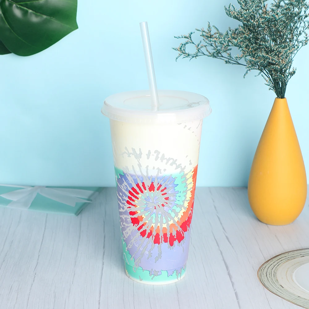 24oz изменение цвета кружка с сублимационной печатью оптовый заказ многоразовый пластиковый стакан
