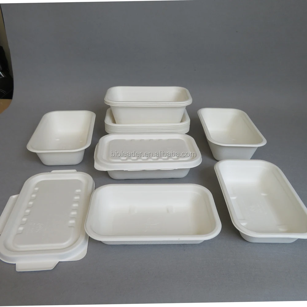 Disposable Biodegradable Bagasse Pulp Meat Packaging Tray Food Pulp Moulding Accept
