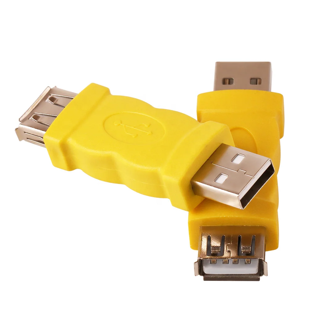 Yellow USB 2.0 Male to Female Coupler Plug Adapter Extender Connector M/F Converter for Computer Laptop