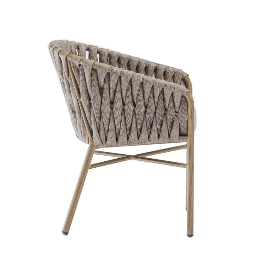 Rattan wicker furniture sets outdoor UV-resistant rattan dining armrest garden aluminium tube rattan chair