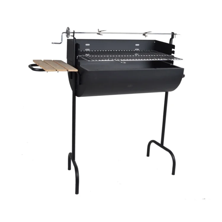 Outdoor Manual Rotisserie Kit Barbecue Grill Adjustable Cooking Height Barrel Shaped Charcoal Rotating Bbq Grill