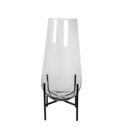 Decorative Clear glass vase with metal stand glass flower plant vase in bulk modern nordic bud vases for home decor accessories