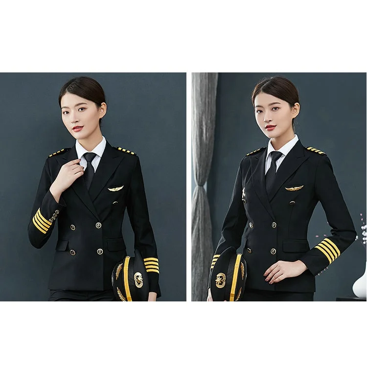 Manufacturers Provide Hot Sale Good Quality Women Pilot Suits Worldwide Airline Uniforms for Airline for Men Polyester/viscose