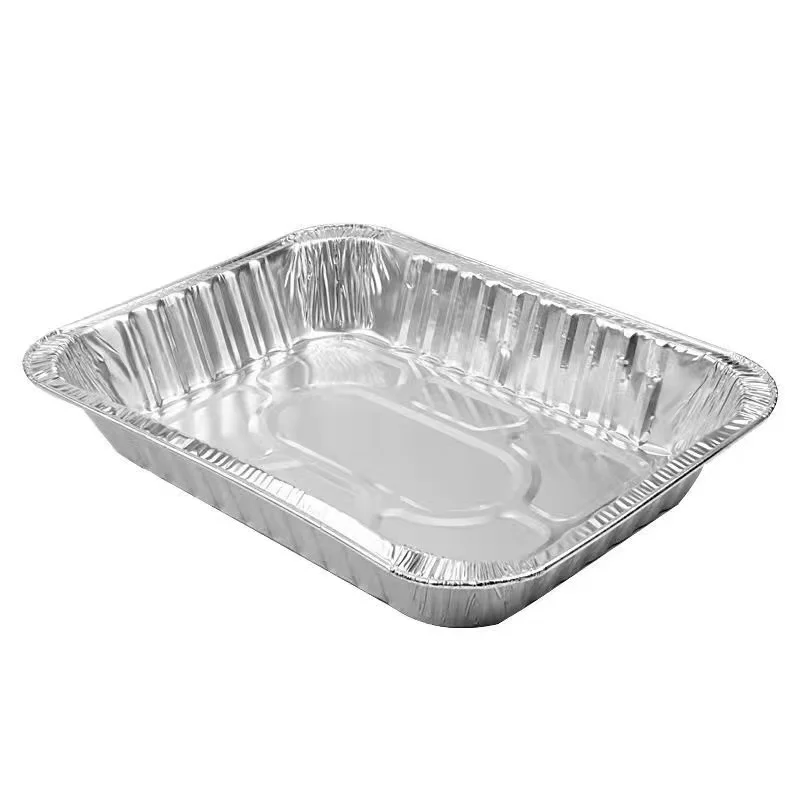 2024 New heavy duty rectangular aluminum foil container 5000cc 11 lb large aluminum foil food container tray lid
