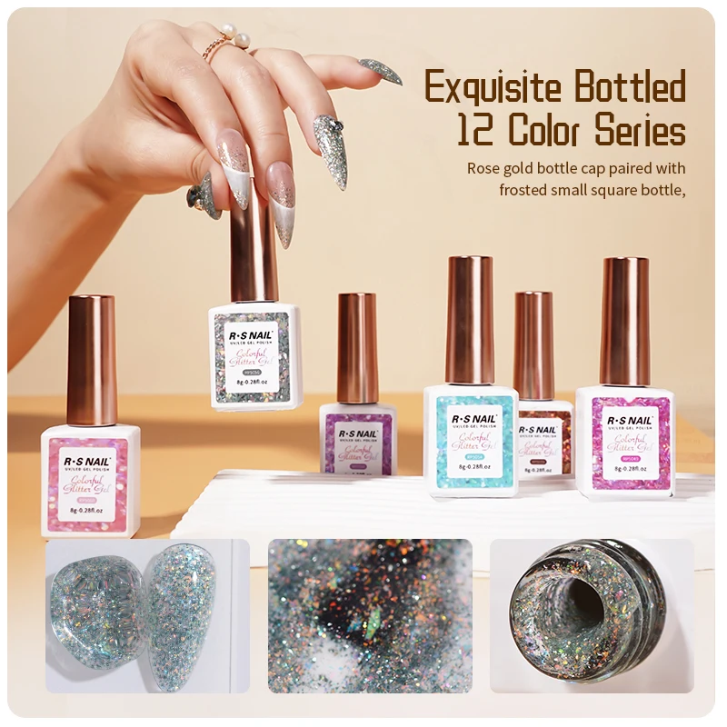 R S Nail Oem Wholesales Semipermanent Colorful Glitter 3 Step Gel Nail Painting Gel Color Uv Lamp Led Nails Function Gel Polish
