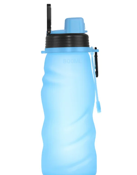 800ml outdoor sports hanging silica gel folding pot direct drinking bottle reusable cup