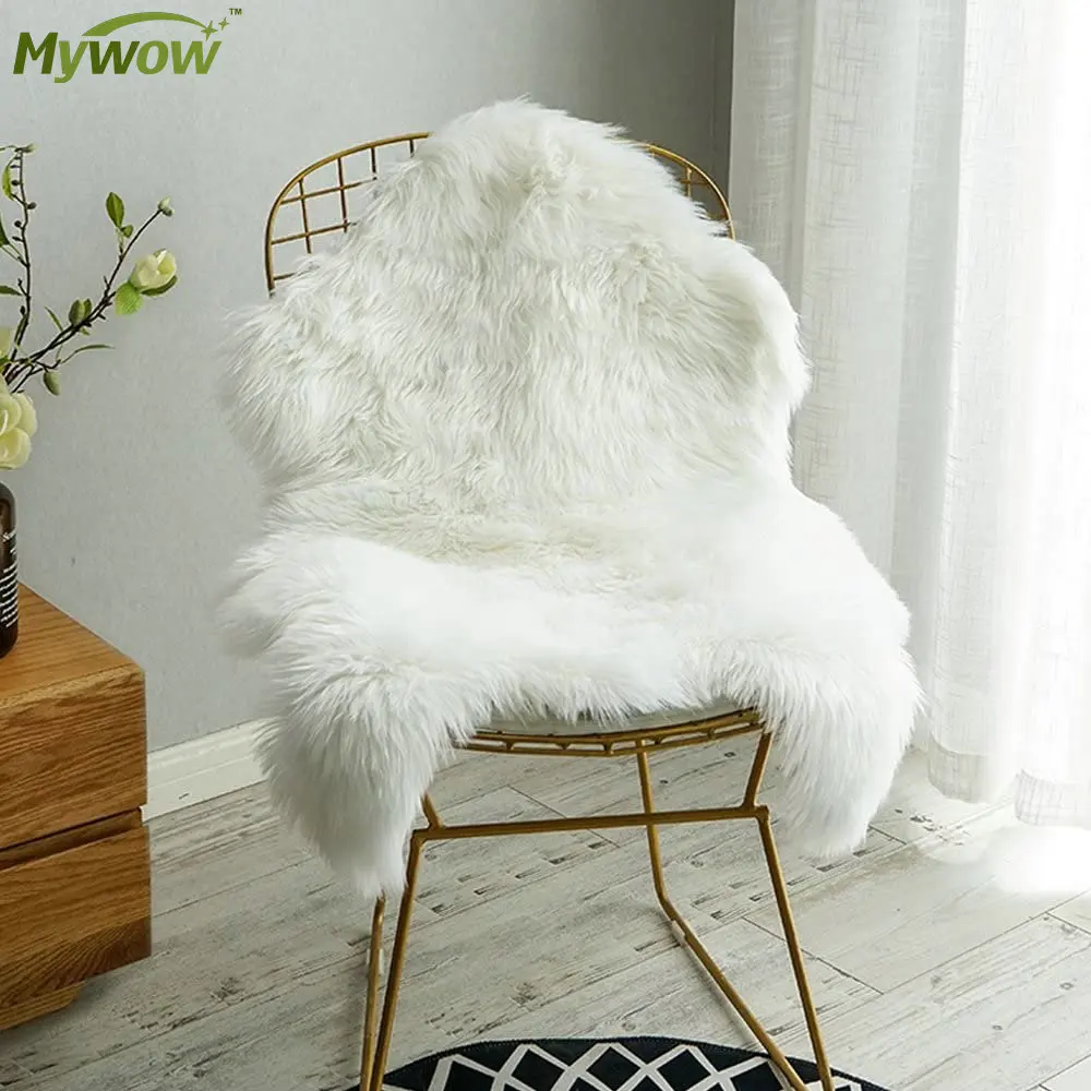 Home Use Anti-slip Soft Fluffy Area Rug White Faux Fur Sheepskin Carpet