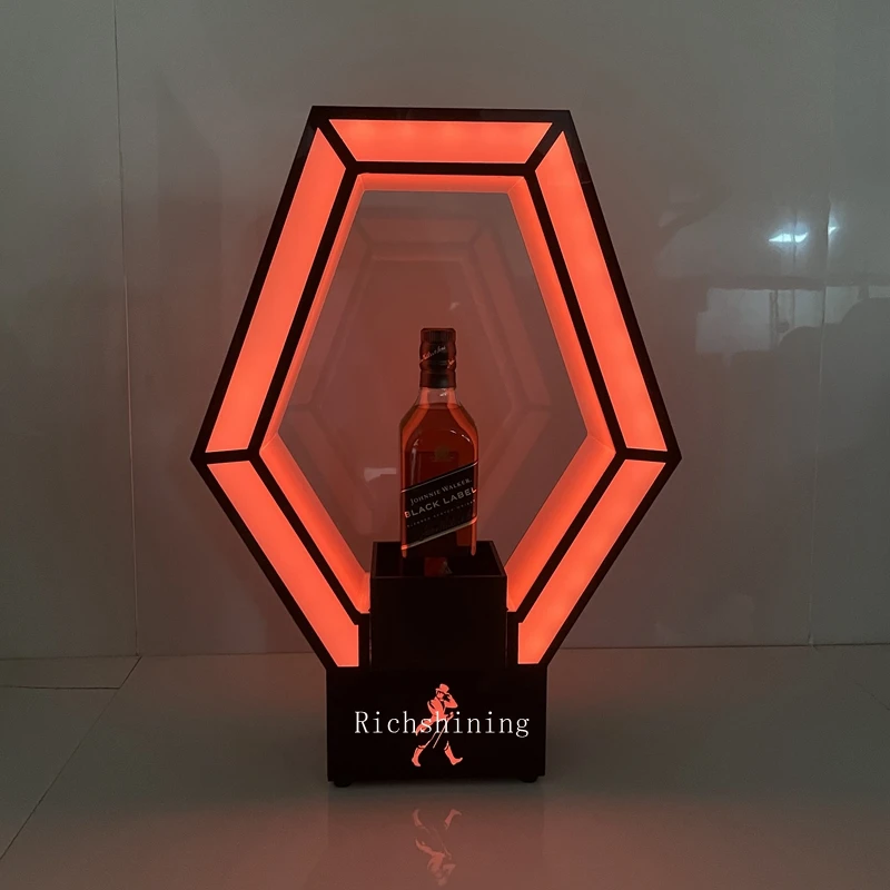 RICHSHINING Multi Color Johnnie Walker Bottle Glorifier Black Label Acrylic VIP Led Bottle Presenter For Nightclub Bar