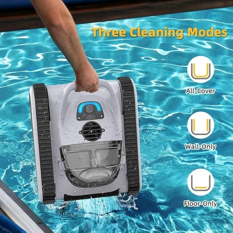 Durable Crab Cordless Robotic Pool Cleaner Wall Climbing Sonar Navigation Intelligent Route Planning 120min Battery Life