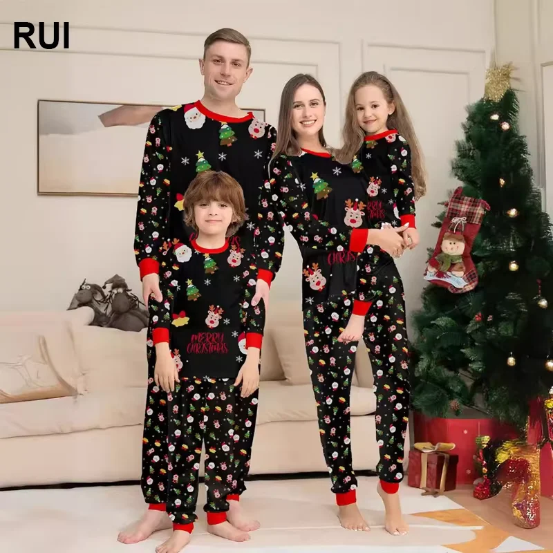 Новый Рождественский семейный пижамный комплект дышащая Домашняя одежда с длинным рукавом и принтом Санта-Клауса домашняя для родителей детская сна 2 шт.