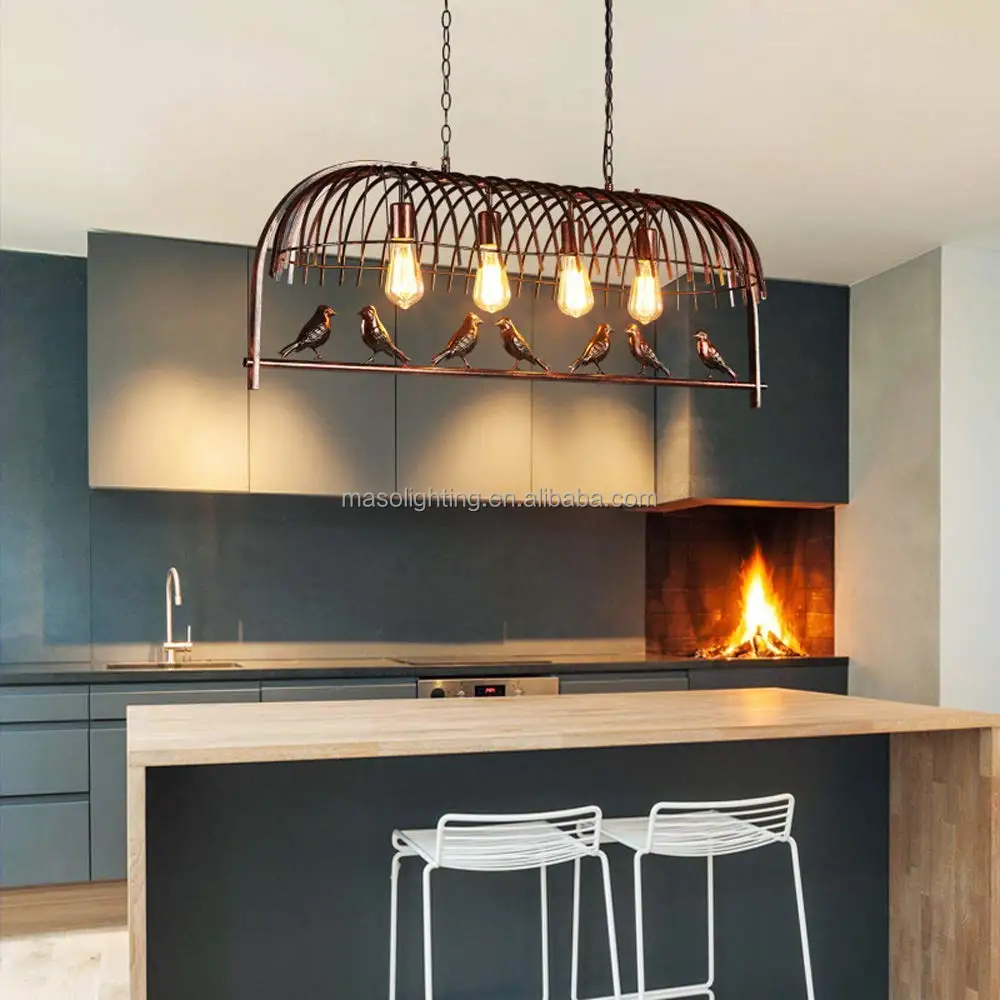 American Country farmhouse Vintage Bird Cage Iron Pendant Lamp for restaurant coffee shop bar interior Retro decoration