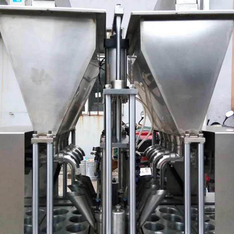 Linear type 6 lanes automatic coffee filling sealing production line Pre-cut aluminum film cup coffee packing equipment