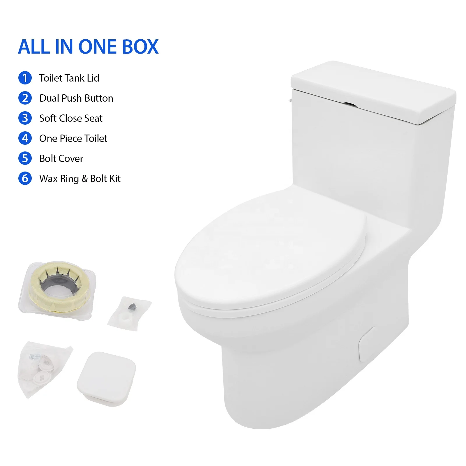 European Standard Ceramic Water Closet Floor Mounted One Piece Toilet  Hotel Sanitary Ware One Piece Water Closet WC Bowl