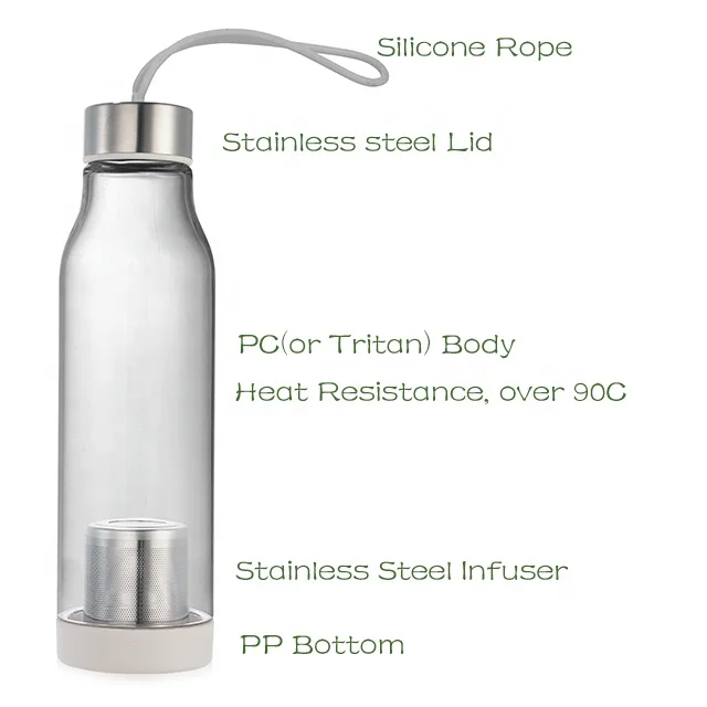 Plastic Water Bottles Manufacturer Simple Model Water Drinking Bottle With Tea Infuser Stainless Steel Infuser
