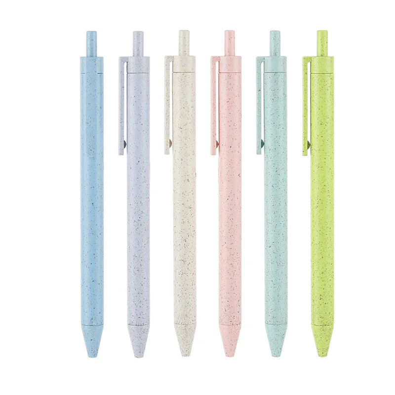 Wholesale Environmentally Friendly Biodegradable Wheat Straw Pen Press Ballpoint Pen Office Printing Logo