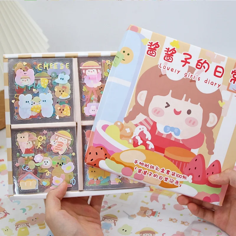 Custom kawaii stickers PET waterproof sticker sheet Japanese style cute cartoon laptop aesthetic journal stickers vinyl labels