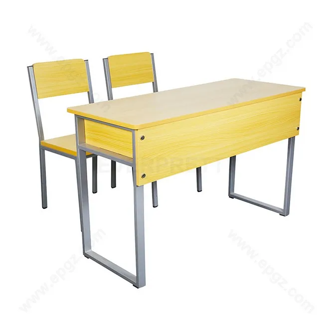 School Classroom Furniture Double School Desk with Seater, Combo Desk with Chair