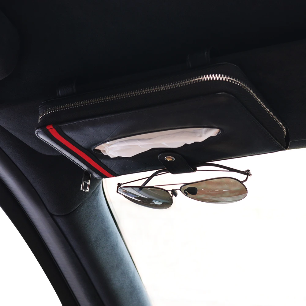 Car tissue box holder Luxury Design Leather Napkin Case Hanging Paper Towel Clip Tissue Box Visor Holder