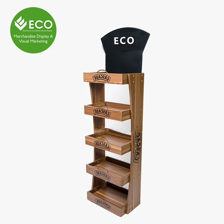 New Design Five Layers Supermarket Wooden Shelf Bread Display Rack
