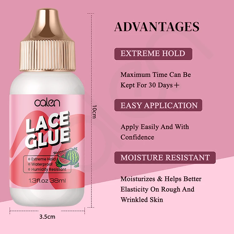 Oalen OEM ODM 38ml Watermelon Lace Wig Adhesive Glue Sweatproof Waterproof Lace Wig Glue Adhesive