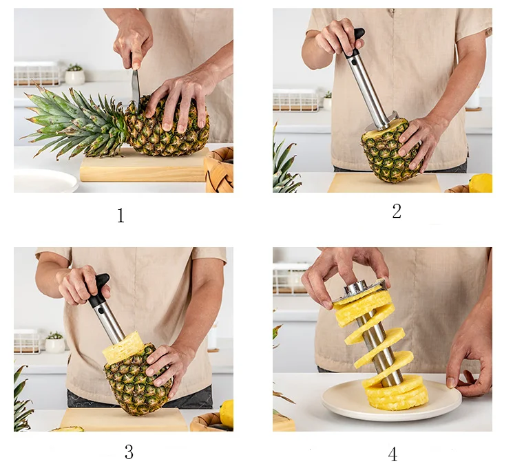 Кухонный инструмент Amazon с острыми лезвиями резак для фруктов из нержавеющей стали удаления сердцевины ананаса Овощечистка слайсер быстрой резки
