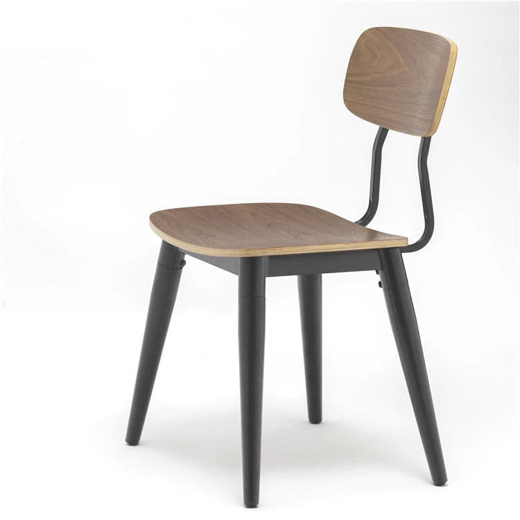 Metal Leg Kitchen Chair Dining Chair Metal Wood Seat Dining Room Chair Industrial for Sale