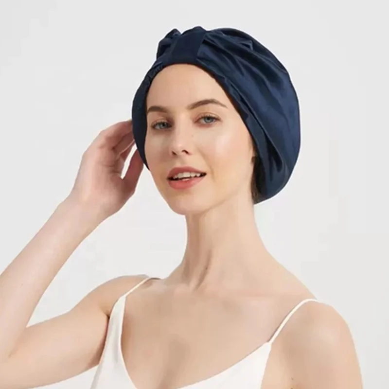 Women 100% silk bonnet Satin turban hair care sleeping cap