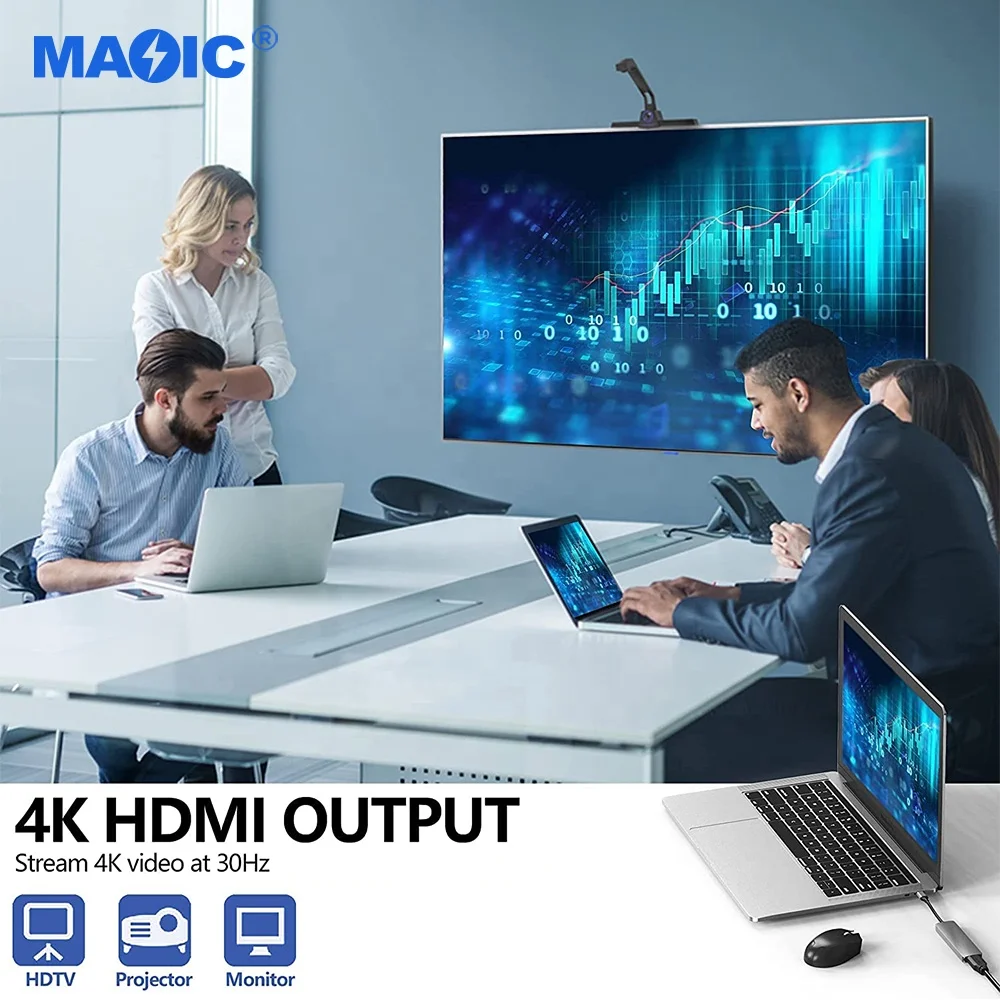 Компьютерное оборудование, программное обеспечение, type c, зарядный концентратор, многопортовый адаптер, usb c концентратор 6 в 1 с 4k, 30 Гц, порт hdmi, USB 3,0, порт USB 2,0