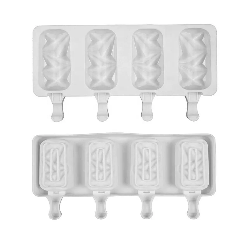New design Irregular gem shape  popsicle mold silicone ice pop mold 4 cavity shock cakesicle mold