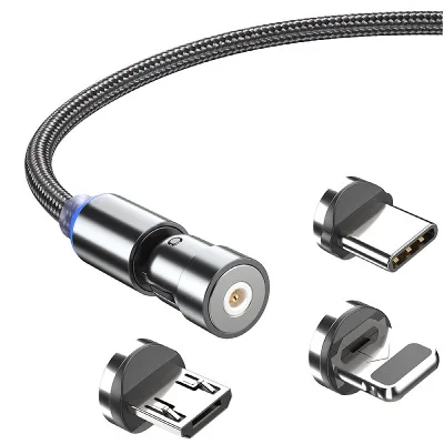 Wholesale 3 In 1 540 Full View Rotation Type C Fast Charging Magnetic Usb Data Charger Cable