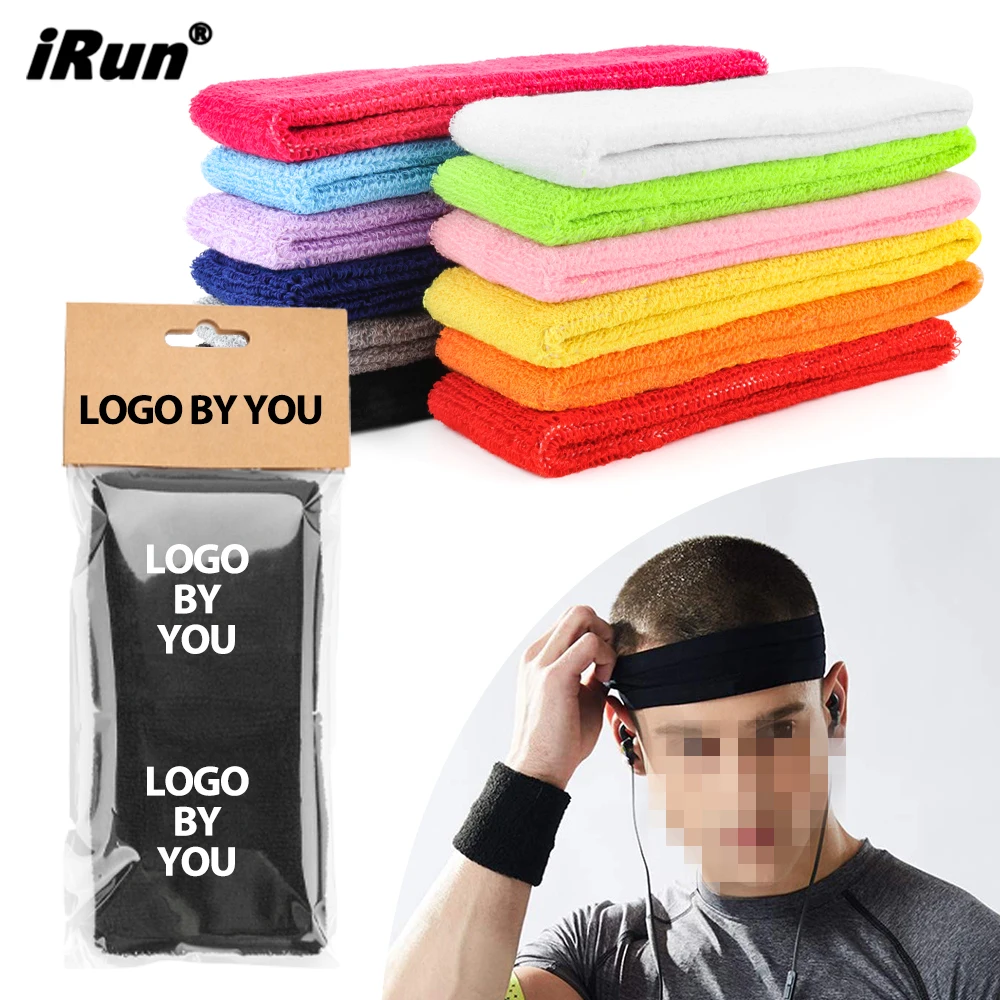 iRun Custom Sweat-absorbent Sports Hairbands Basketball Yoga Running Sweatband Combed Cotton Towel Headband