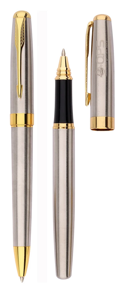 High quality white ballpoint pen ink blue promotional ball pen metal stainless steel pens