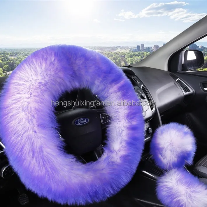 Зимний Теплый мягкий чехол для автомобиля из овечьей шерсти, длинный меховой плюшевый чехол для руля